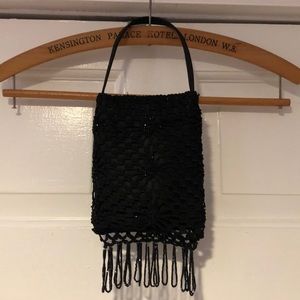 Vintage LA REGALE Black Crochet Sequin Evening Bag